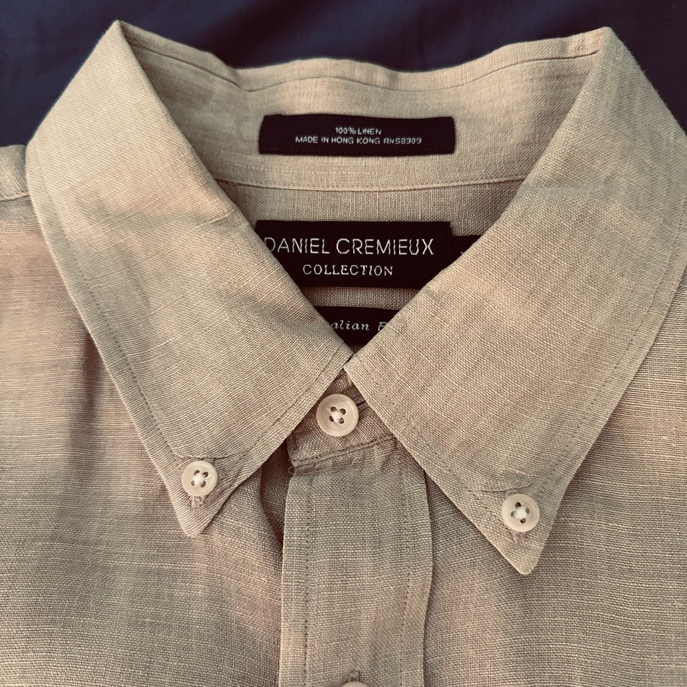 Daniel Cremieux Tan Casual Button Down Shirt. Line XL.